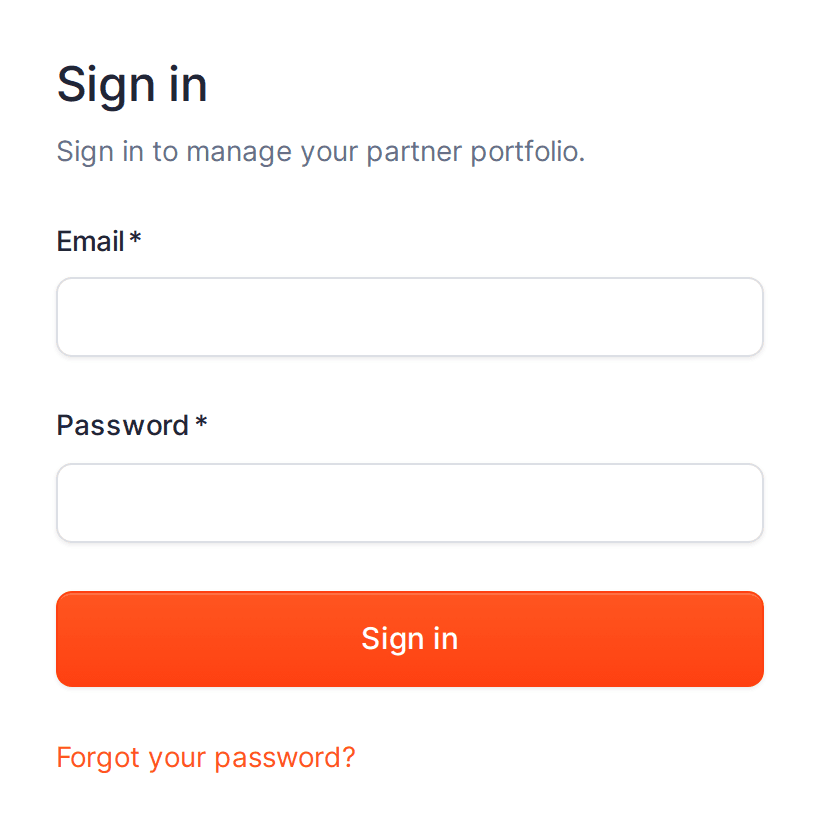 Partner portal sign-in page